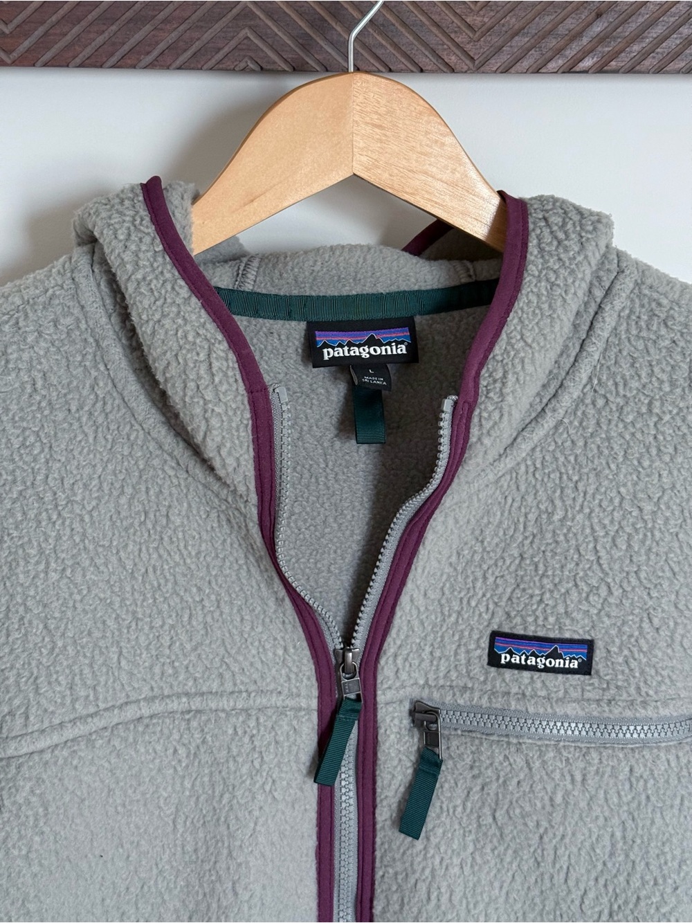 Patagonia Women’s Retro Pile Hoodie Feather Grey Full Zip Fleece Jacket Large - Picture 6 of 13